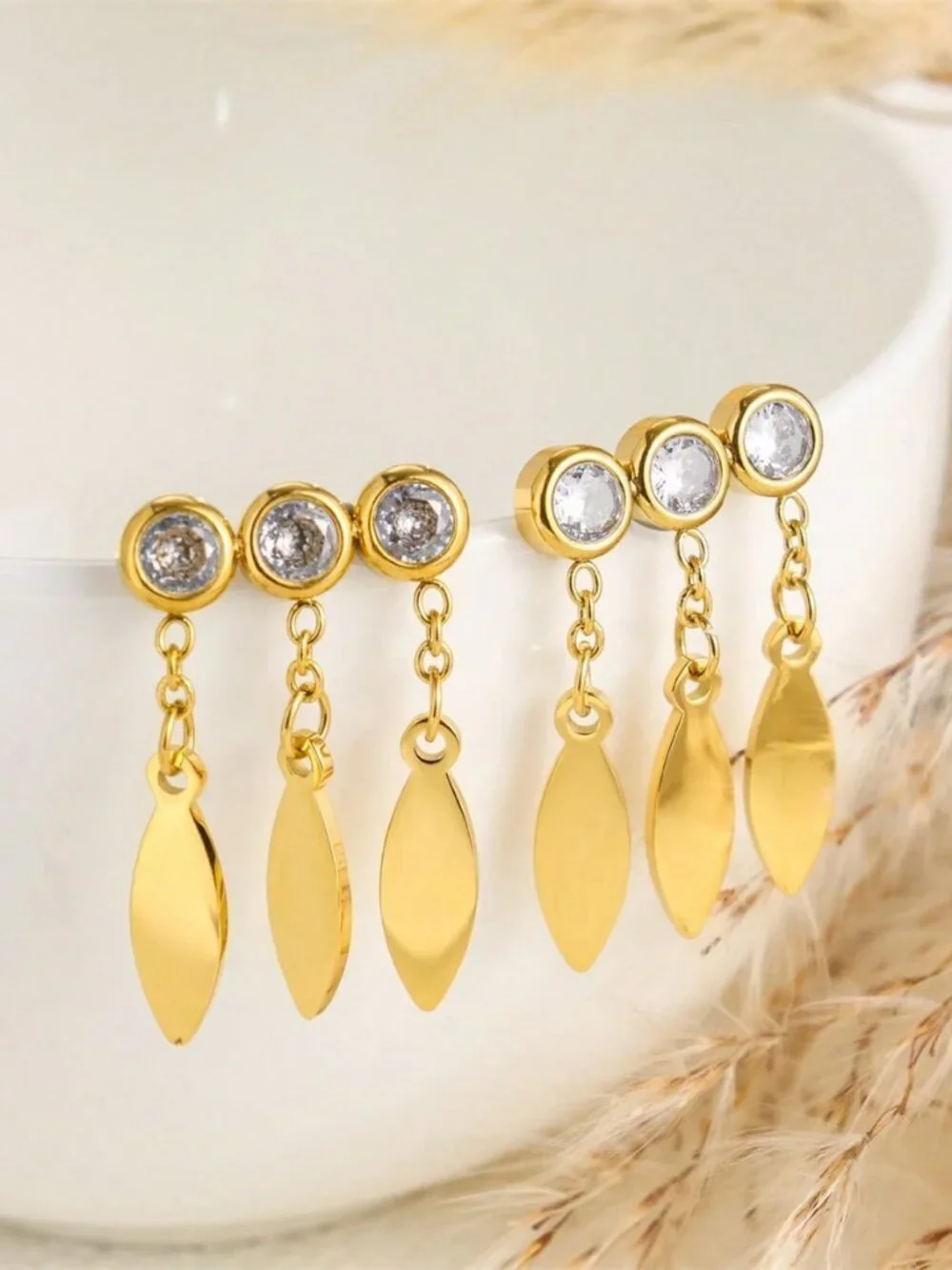Women's  Sparkling Zirconia Decor Tassel Pendant Earrings